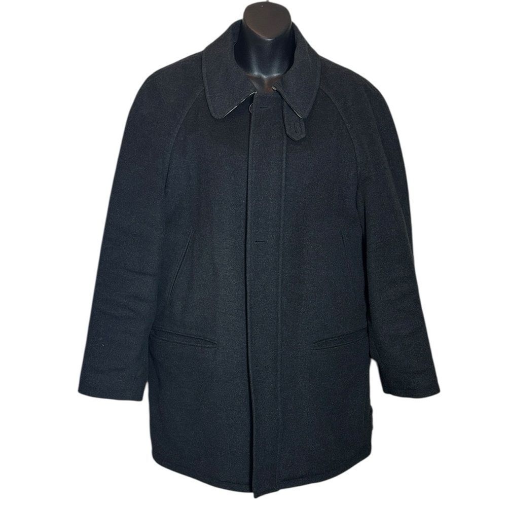 Burberry London vintage y2k men’s small wool cashmere overcoat charcoal heavy